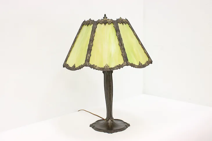 Stained Glass Shade Vintage Office or Library Lamp #44654
