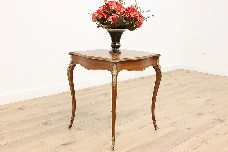 French Antique Marquetry Antique Center, Entryway, Lamp or Hall Table #44595