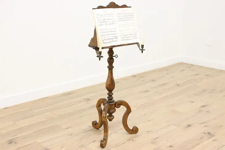 Vintage Italian Adjustable Music Stand with Candleholders #44572