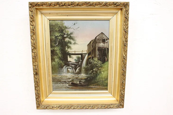 Mill & Stream Original Oil Painting Atwood 1921 14"  #41502