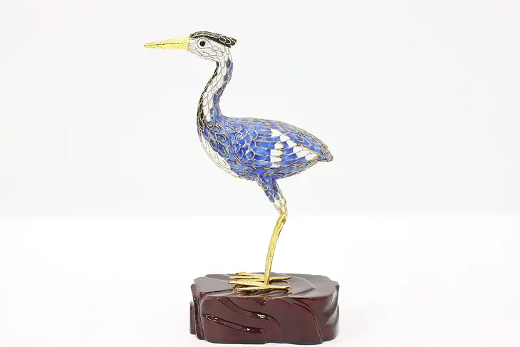 Chinese Cloisonne Traditional Vintage Inlaid Enamel Heron or Crane #44542