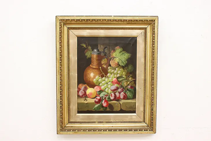 Victorian Antique Original Still Life Fruit Oil Painting, Bale 27" #44085