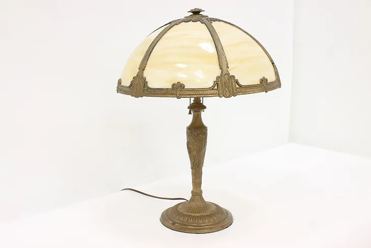Classical Antique Lamp Curved Panel Slag Glass Shade #44560