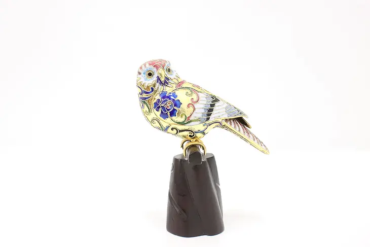 Cloisonne Enamel Chinese Bird Vintage Sculpture #44543