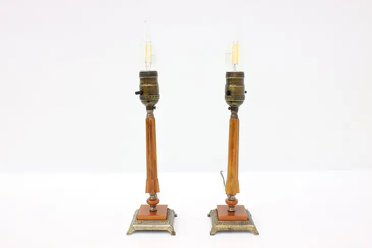 Pair of Art Deco Antique 1920s Bakelite Boudoir Lamps #44447