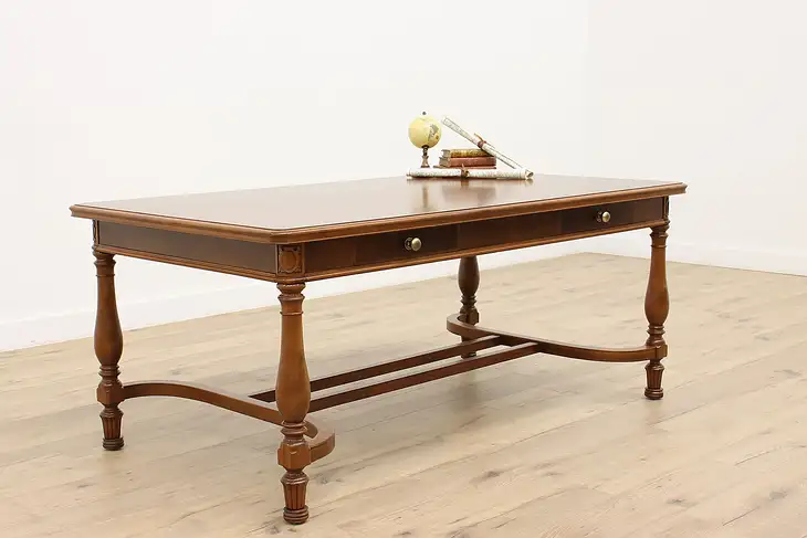 Walnut Antique 6' Conference or Library Table, Desk, Doton Dunton  #38753