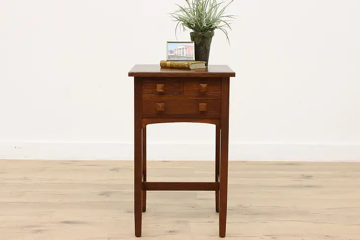 Arts & Crafts Mission Oak Antique Nightstand End Table, Stickley Quaint #44952