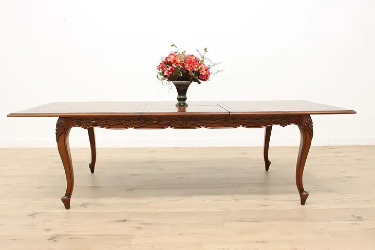Country French Vintage Mahogany 9' Dining or Library Table Butterfly Leaf #37739