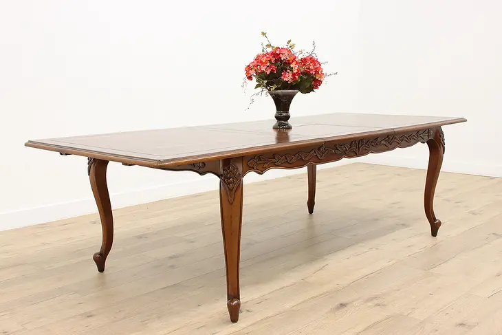 Country French Vintage Mahogany 9' Dining or Library Table Butterfly Leaf #37739