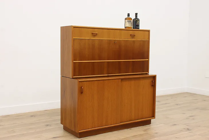 Midcentury Modern Vintage Danish Teak Desk or Bar Cabinet #37910