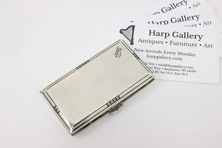 Art Deco Antique Sterling Silver & Enamel German Card Case Dated 1922 #44806