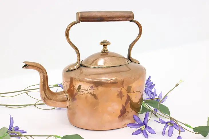 European Farmhouse Vintage Copper Teapot or Kettle #45038