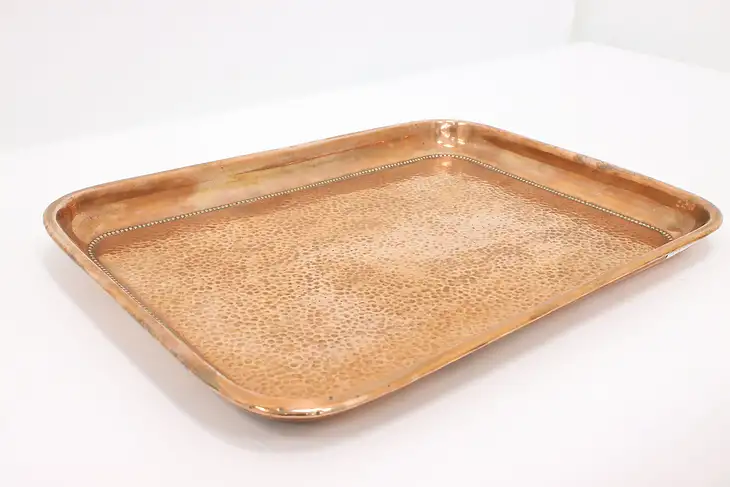 Farmhouse Antique Hand Hammered Solid Copper Serving Tray #45046