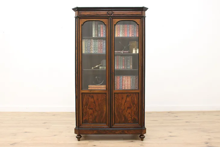Austrian Antique Rosewood & Ebony Office or Library Bookcase #35583