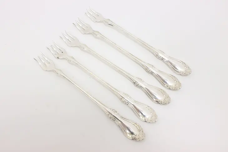 Set of 5 Antique Silverplate Cocktail Seafood Forks, Rodgers #44987