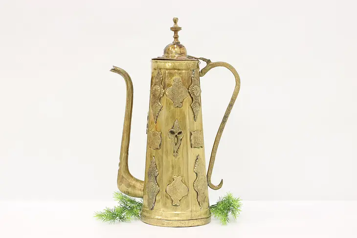 Persian Brass & Copper Antique Large Banquet Ceremonial Teapot or Kettle #45082