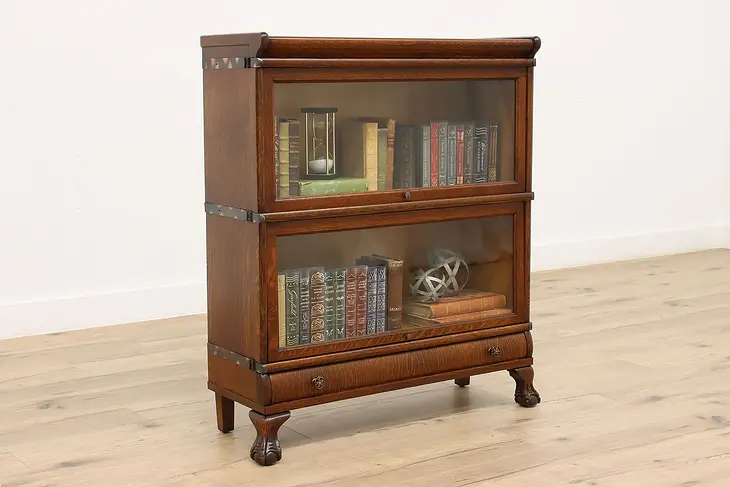 Victorian Antique Oak 2 Stack Lawyer Bookcase, Macey #45284