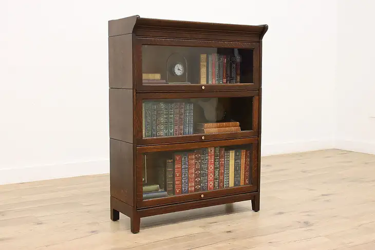 Lawyer Antique 3 Section Oak Bookcase, Bath Cabinet, Gunn #44248