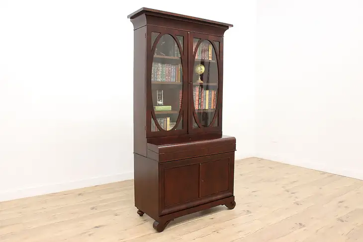 Empire Antique 1830s Mahogany Secretary Desk & Bookcase #35785