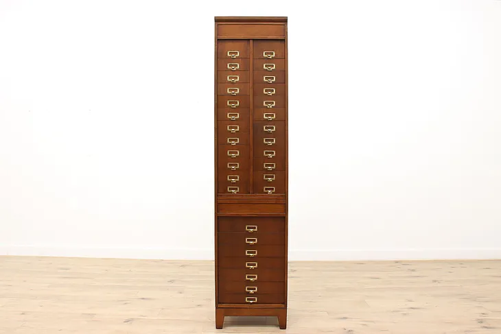 Office or Library 31 Drawer Antique File Cabinet Slide Doors #45200