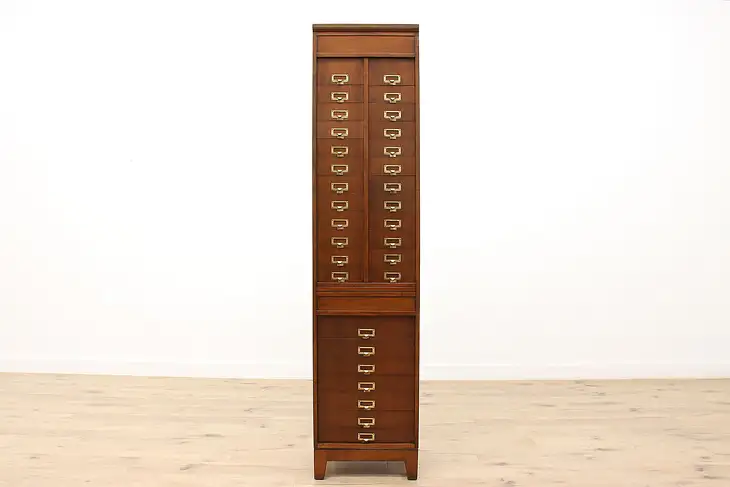 Office or Library 31 Drawer Antique File Cabinet Slide Doors #45200