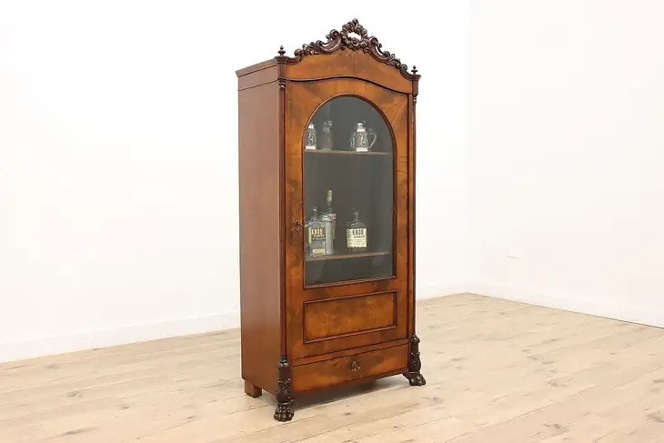 Austrian Antique 1860s Mahogany Curio China Display Cabinet #39556