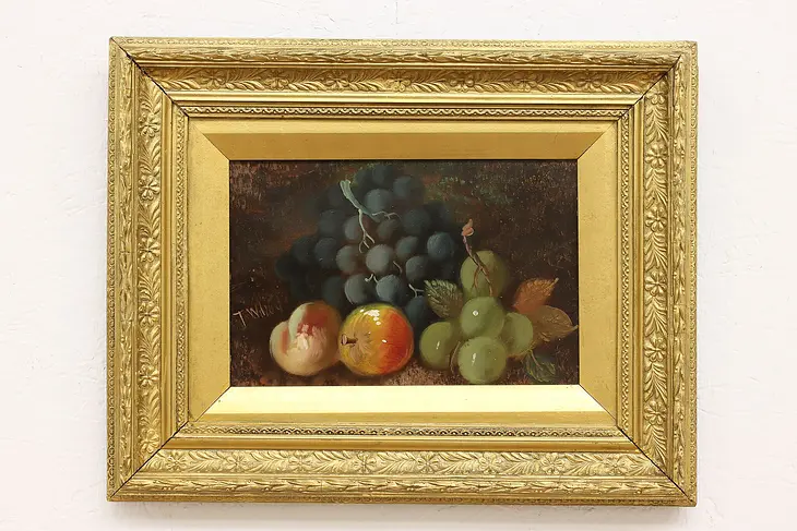 Still Life Grapes Antique Original Oil Painting Wilcox 19.5" #45076