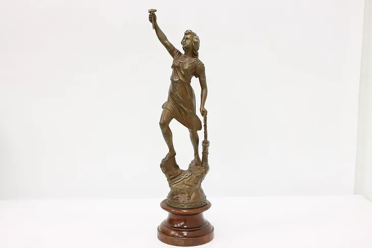Woman of Industry French Antique Bronze Finish Sculpture #44991