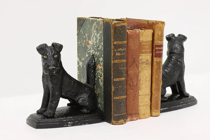 Pair of Farmhouse Vintage Terrier Dog Bookends #44144