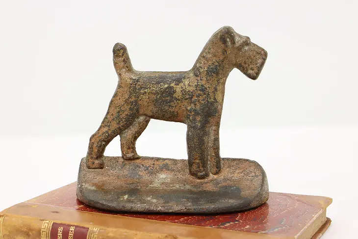Farmhouse Antique Cast Iron Airedale Terrier Single Bookend #45417