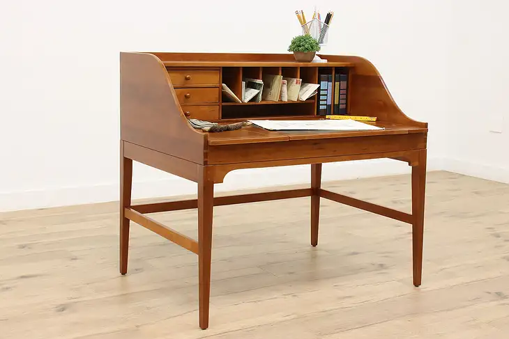 Midcentury Modern Vintage Cherry Desk, Leather Top, Harden #45473