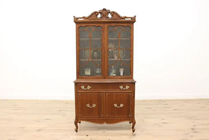 French Design Vintage Mahogany China Display or Bookcase #35331