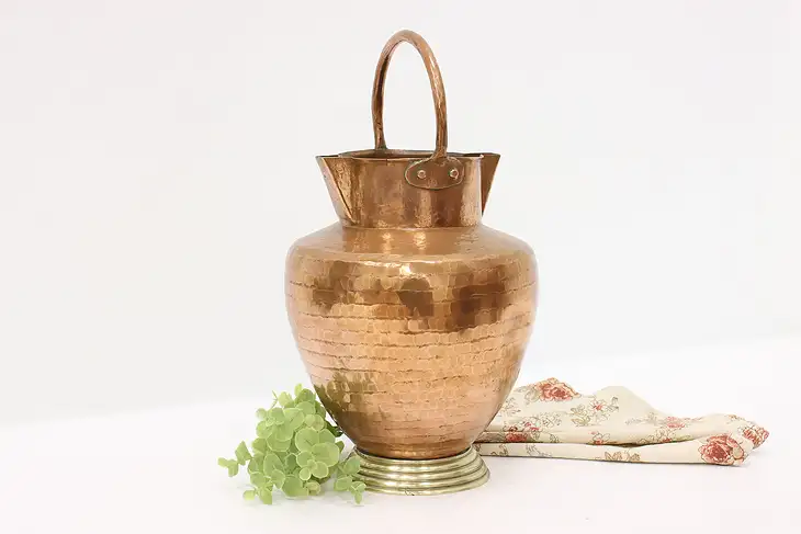 Farmhouse Antique Hammered Copper & Brass Water or Wine Jug #45101