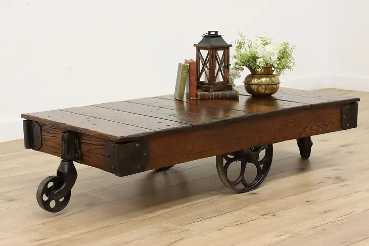 Industrial Farmhouse Antique Railroad Cart, Coffee Table #45609