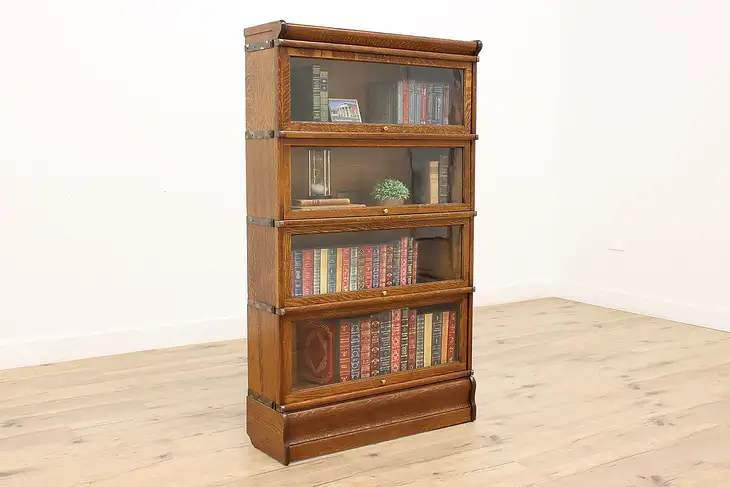 Lawyer 4 Stack Antique Oak Office Library Bookcase, Globe #44450