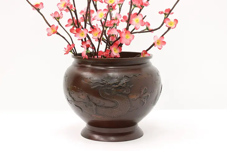 Japanese Antique Bronze Jardinier Urn or Planter, Dragons #44714