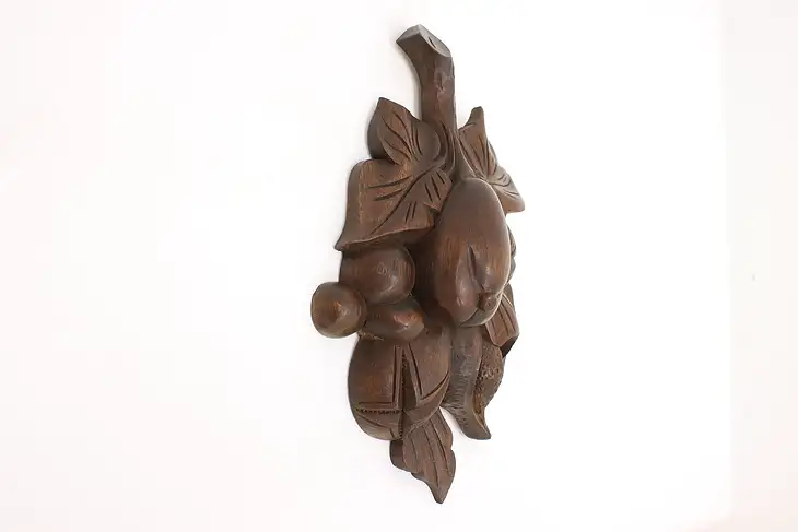 Fruit Black Forest Antique Carved Walnut Wall Sculpture #45567