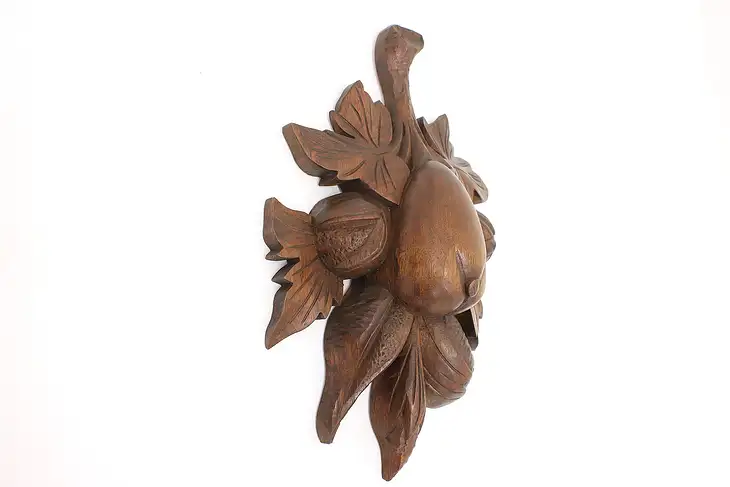 Fruit Black Forest Antique Carved Walnut Wall Sculpture #45568