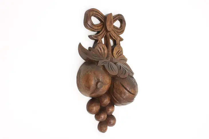 Fruit Black Forest Antique Carved Walnut Wall Sculpture #45566