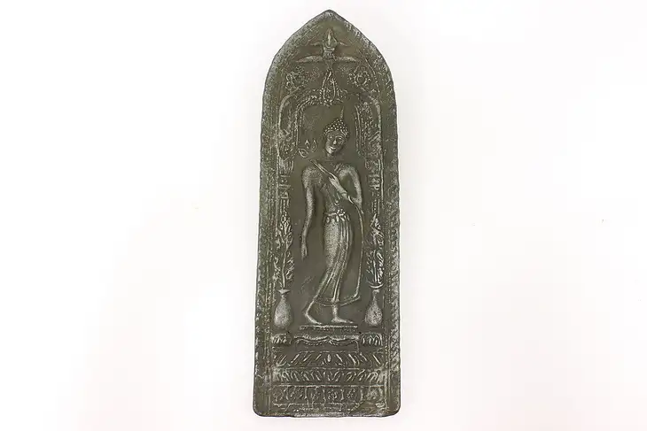 Thai Vintage Patinated Pewter Wall Plaque with Deity #45322