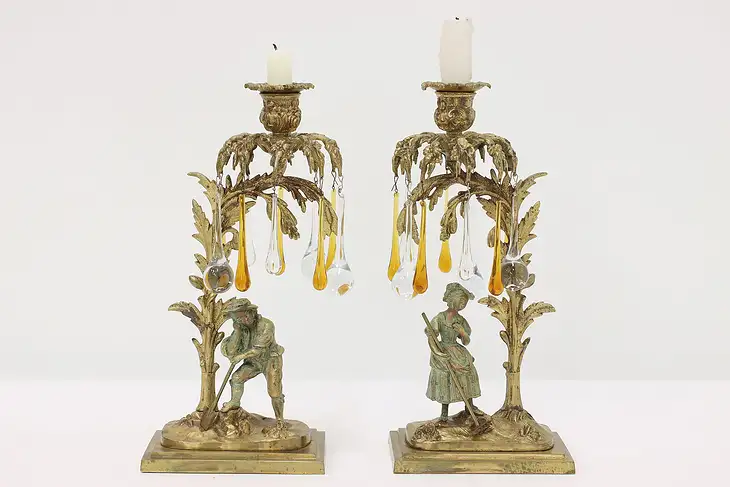 Pair of Victorian Antique Bronze Candelabra #43583