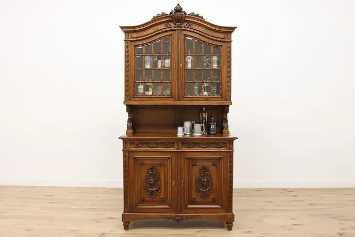 Renaissance Antique Walnut Bar Cabinet, Cupboard, Cherubs #45462