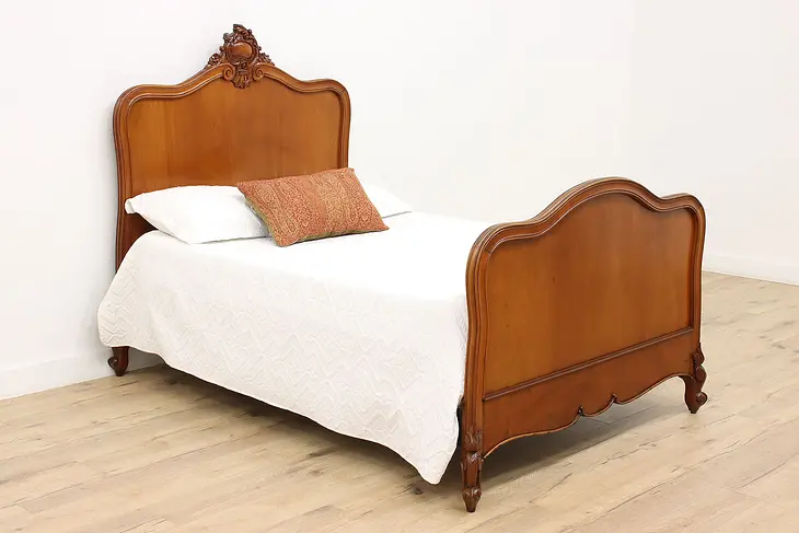 French Antique Carved Mahogany Full or Double Size Bed #45586