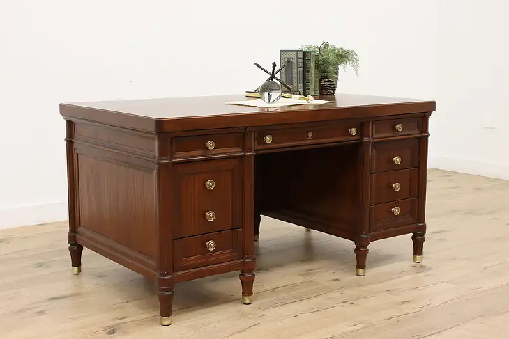 Executive Antique Office or Library Walnut & Mahogany Desk #39149