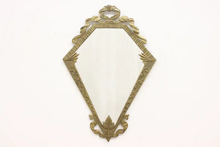 Art Deco Antique Brass Finish Hall or Bath Wall Mirror #45240