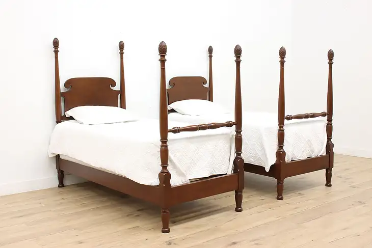 Pair of Antique Georgian Design Twin Size Poster Beds #39732