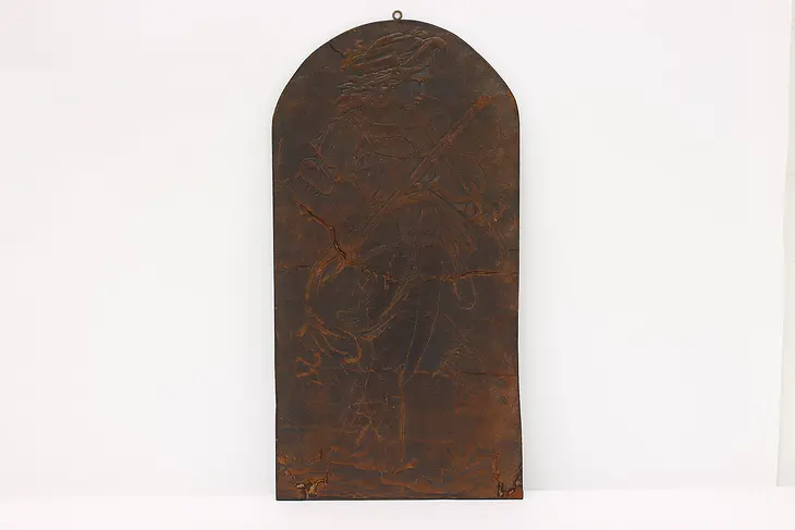 Renaissance Violinist Antique Embossed Leather Plaque #44949
