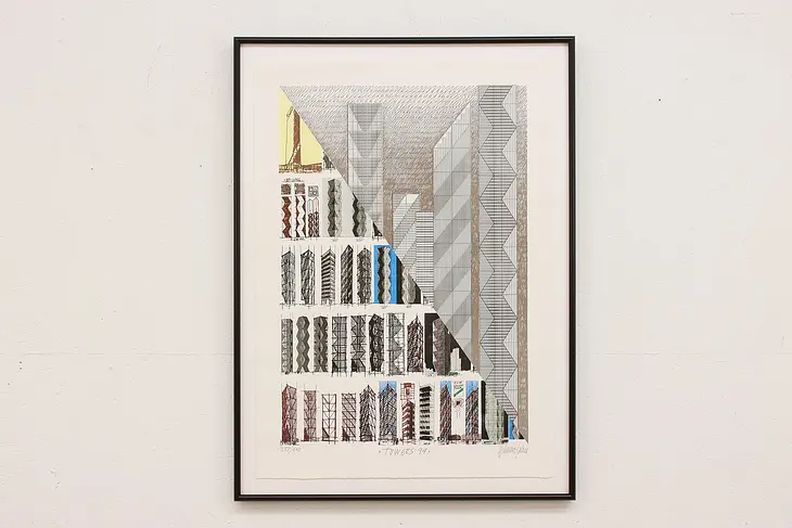 Architect Blueprint of Towers Vintage Print, Helmut Jahn 43" #45497