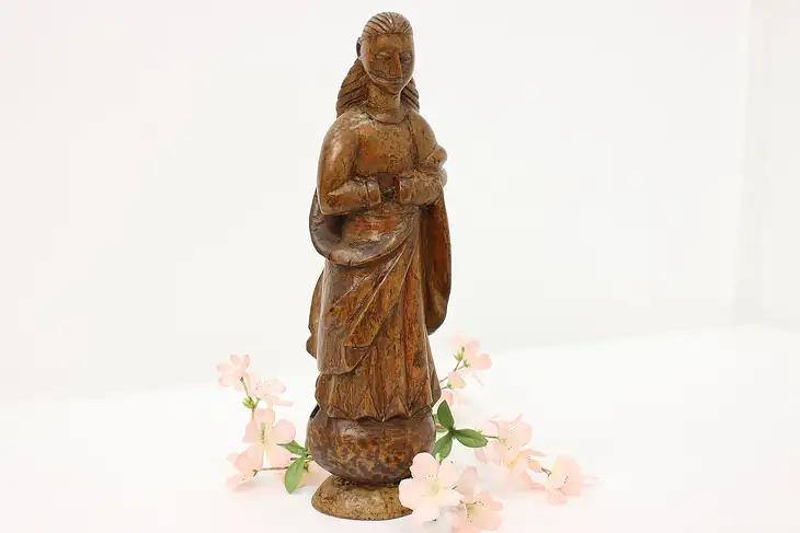 Santo Spanish Antique Carved Sculpture of John the Baptist #45514