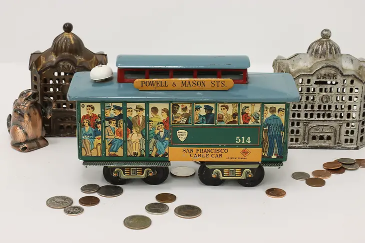Vintage San Francisco Tin Trolley Friction Toy #45572